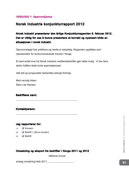 Konjunkturrapport 2012 - Norsk Industri