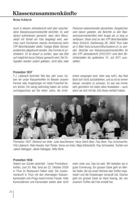 Jahresbericht - Die Vereinigung ehemaliger Thuner Prögeler (VTP)