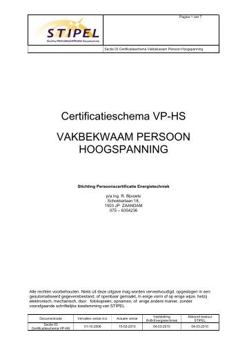 Certificatieschema VP-HS VAKBEKWAAM PERSOON ... - Stipel