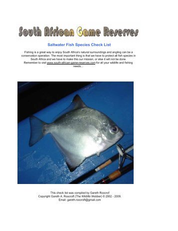 Saltwater Fish Species Check List - South African Game Reserves