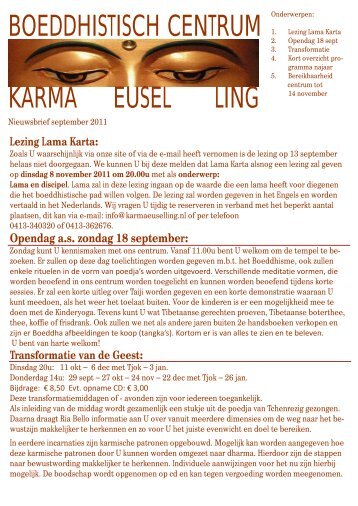 Lezing Lama Karta - boeddhistisch centrum karma eusel ling