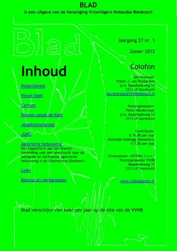 Inhoud - Vereniging van Vrijwilligers Hollandse Biesbosch
