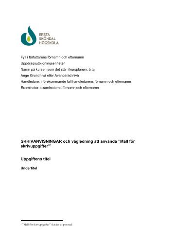 Skrivanvisningar - Ersta Sköndal Högskola