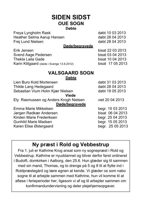 Kirkebladet Oue Valsgaard sogne maj - august 2013 - Oue og ...