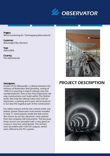 Project description Overkapping Barendrecht - Observator Instruments