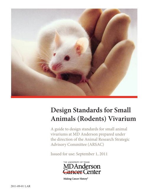 Hoofdkwartier Overblijvend Betsy Trotwood Rodent) Vivarium Design Standards - MD Anderson Cancer Center