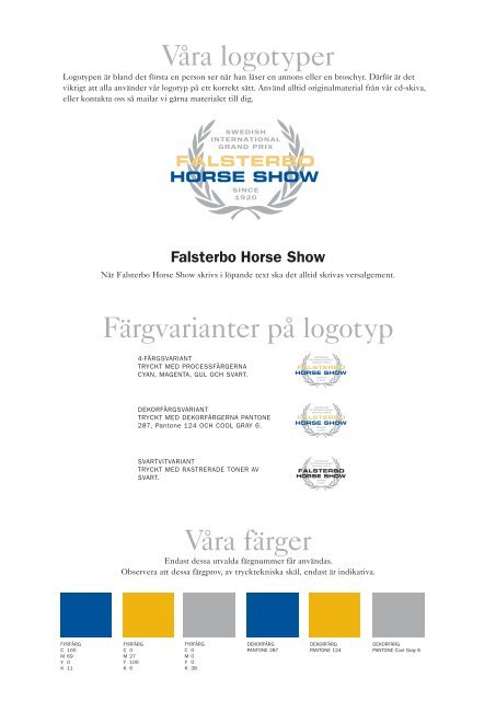 Grafisk Manual - Falsterbo Horse Show