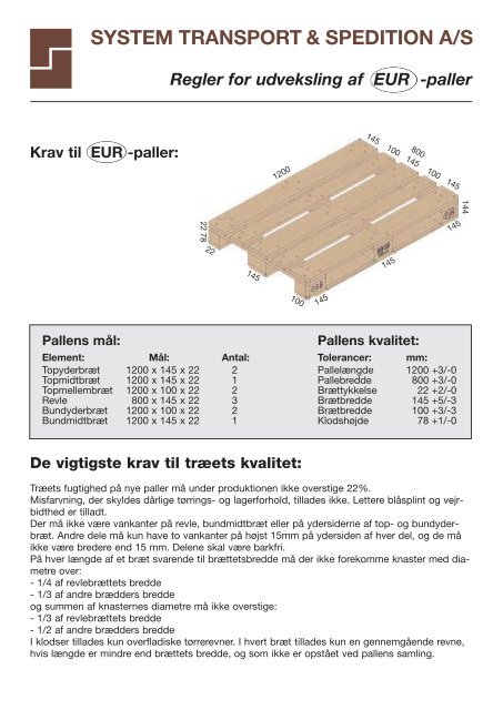 Regler for udveksling af EUR -paller - System Transport A/S