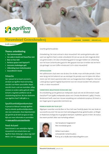 Nieuwsbrief 1. Januari 2013 Thema: ontwikkeling - Agrifirm