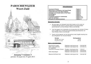 Hoofdartikel parochieblad Weert-Zuid - Parochie de Verrezen Christus