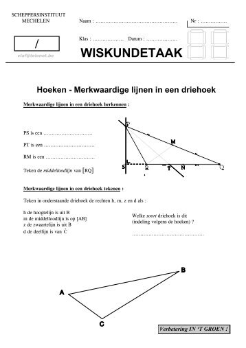 Hoeken en merkwaardige lijnen in een driehoek