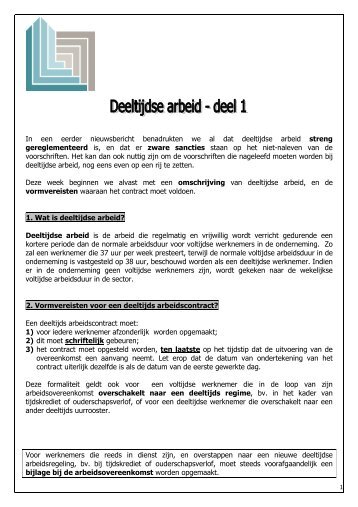 NB Deeltijdse arbeid deel 1