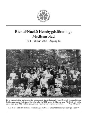 Medlemsblad 1 2004 - Rickul-Nuckö hembygdsförening