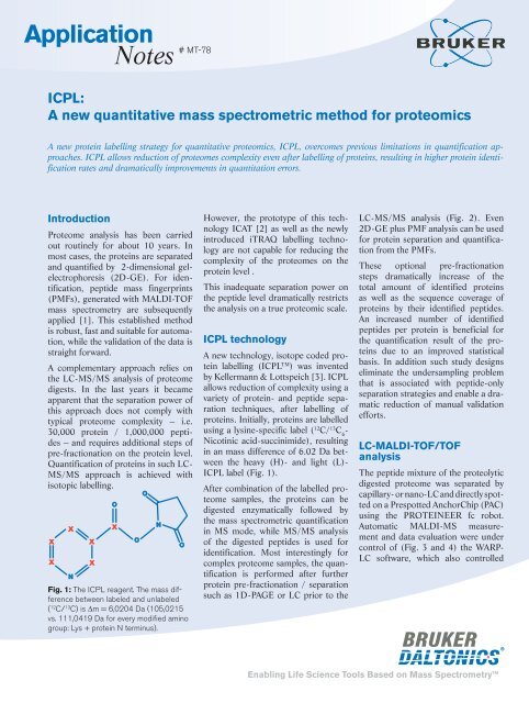 Application Notes ICPL: A new quantitative mass ... - Bruker Daltonics