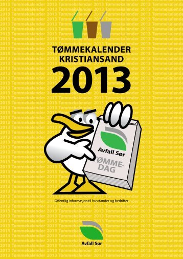 Tømmekalender Kristiansand - 2013 - Avfall Sør