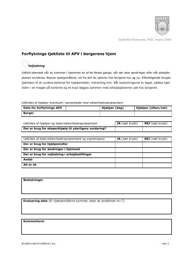 Forflytnings tjekliste til APV i borgerens hjem - Arbejdsmiljoweb.dk