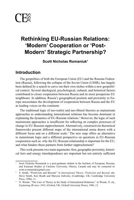 Rethinking EU-Russian Relations: 'Modern' Cooperation or 'Post ...