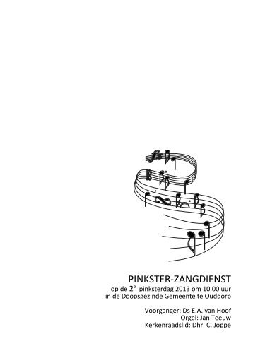 PINKSTER-‐ZANGDIENST - Doopsgezinde Gemeente Ouddorp