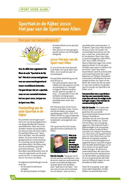 Sporttak in de Kijker 2010: Het jaar van de Sport voor Allen