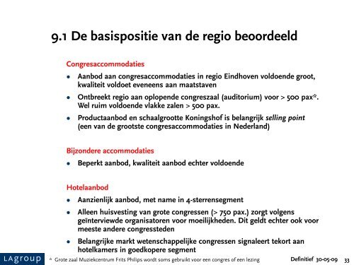 Startnotitie Internationale Congressen Brainport-regio, LAgroup 30 ...