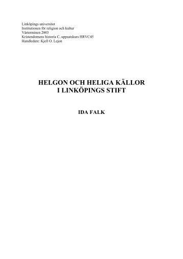 "Helgon och heliga källor i Linköpings stift", 2003 - Klockrike