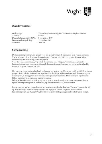 Raadsvoorstel Vaststelling bestemmingsplan De ... - Gemeente Vught