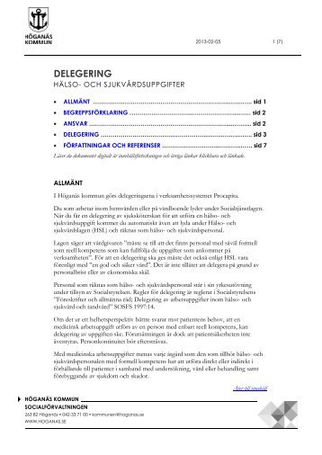 Delegering av hälso- och sjukvårdsuppgifter - Höganäs kommun