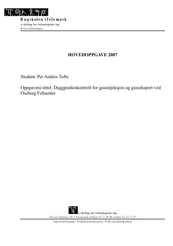 Per Anders Tufte Oppgavens tittel: Duggpunktskontroll for ...
