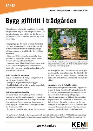 Faktablad - Bygg giftfritt i trädgården - Kemikalieinspektionen