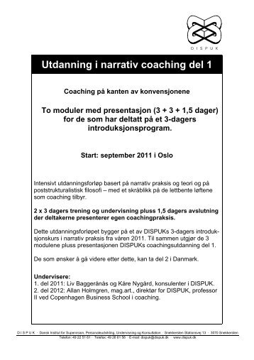 Utdanning i narrativ coaching del 1 - DISPUK