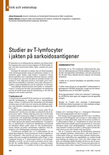 Studier av T-lymfocyter i jakten på sarkoidosantigener