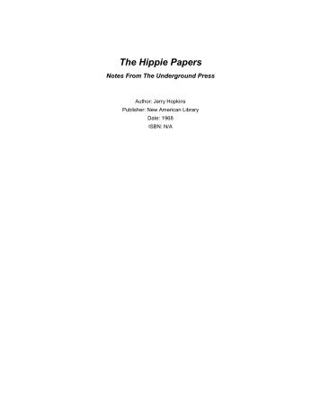 Hopkins, ed., The Hippie Papers.pdf - musicandhistory