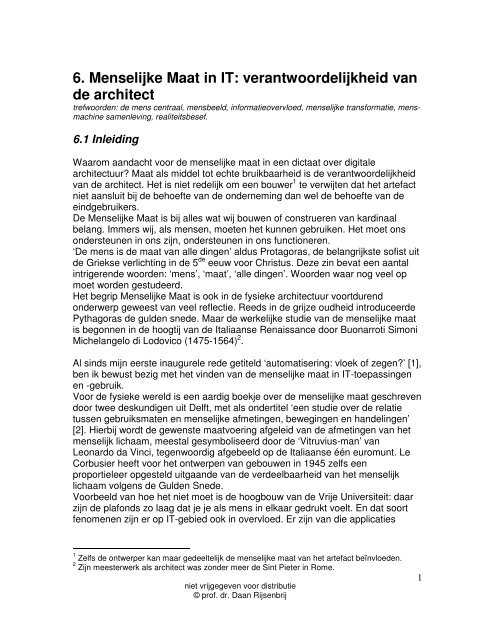 6. Menselijke Maat in IT: verantwoordelijkheid van de architect