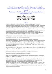 MILJÖPLAN FÖR XXX GOLFKLUBB