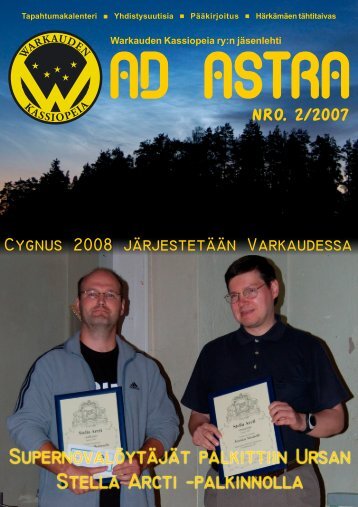 NRO. 2/2007 Cygnus 2008 järjestetään Varkaudessa - Warkauden ...