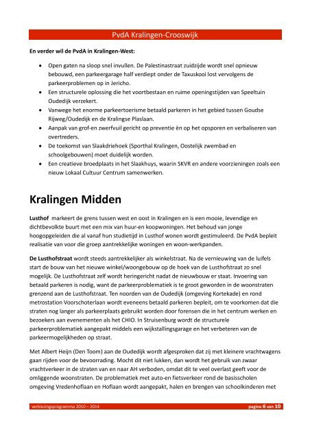 verkiezingsprogramma 2010-2014 PvdA ... - PvdA Rotterdam