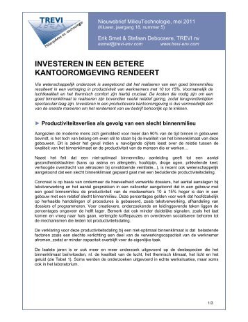 Investeren in een betere kantooromgeving rendeert - Trevi nv