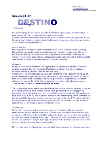 Nieuwsbrief 02 - Stichting Destino
