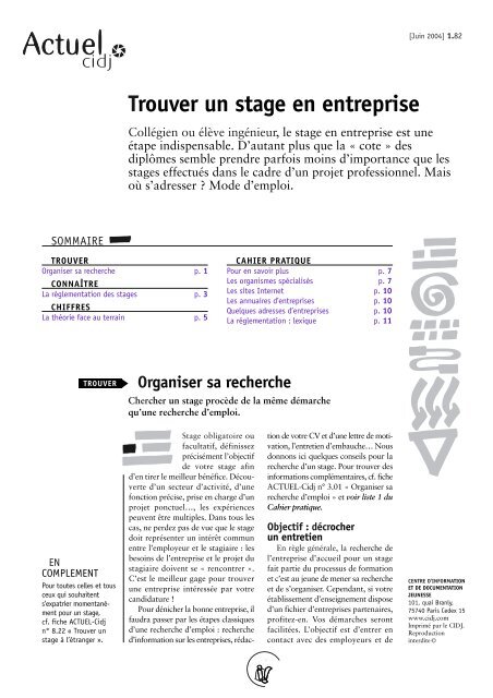 Trouver un stage en entreprise - Canalblog