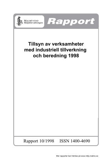 Tillsyn av verksamheter med industriell tillverkning och beredning ...