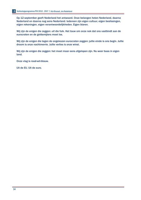 Verkiezingsprogramma 2012 - Pvv