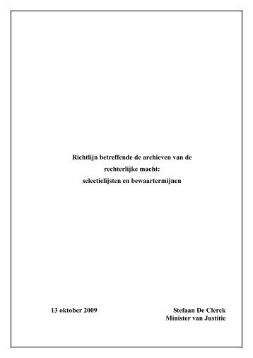 Richtlijn betreffende de archieven van de rechterlijke macht ...