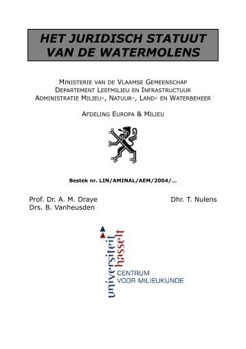 Het juridisch statuut van de watermolens - Koepel Molens Vlaams ...