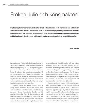 Fröken Julie och könsmakten - Boel Seldén