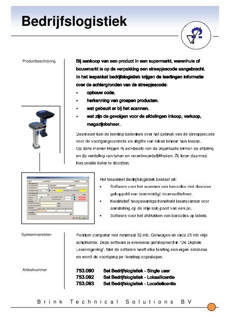 Folder Bedrijfslogistiek algemeen - Brink Techniek