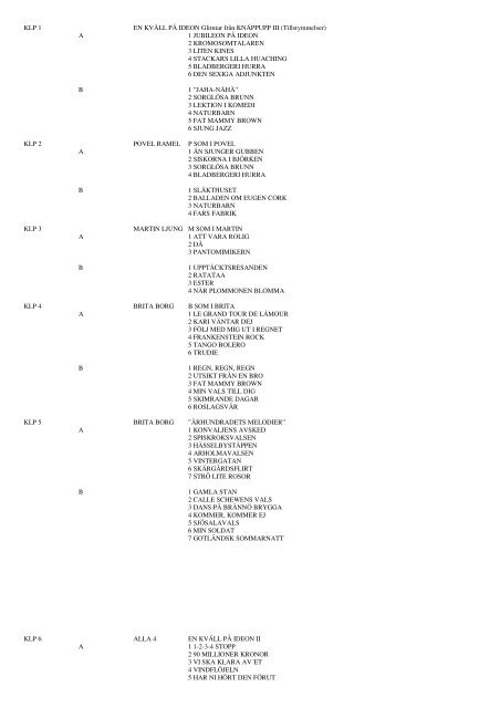 Lp Diskografi Som Pdf Povel Ramel Sallskapet