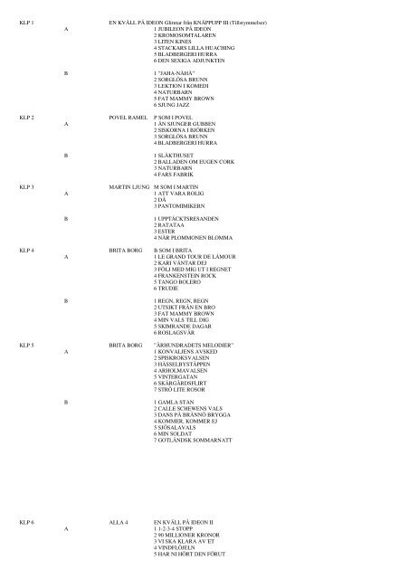 LP-diskografi som pdf - Povel Ramel - Sällskapet