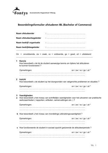 Beoordelingsformulier International Business and Languages - FEHT