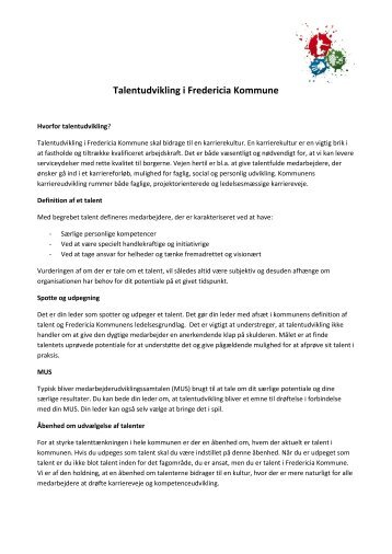 Talentudvikling i Fredericia Kommune - UddannelsesCentret ...