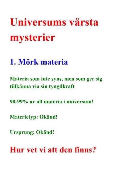 Universums värsta mysterier